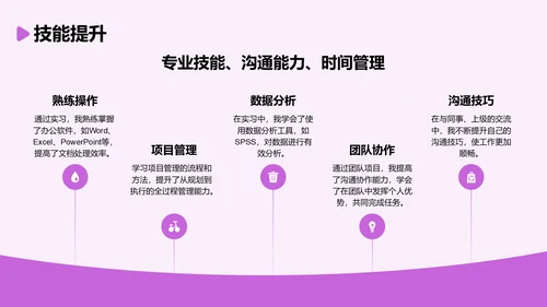 紫色3D风大学生实习报告总结PPT模板