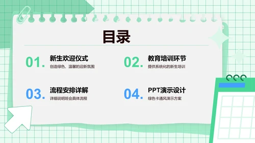 迎新班会流程安排汇报PPT模板