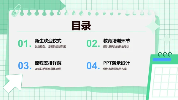 迎新班会流程安排汇报PPT模板