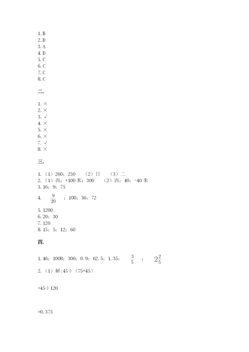 小学六年级数学摸底考试题及参考答案（满分必刷）.docx