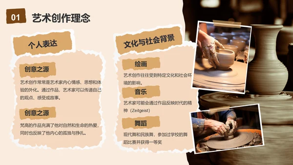 黄棕色复古风艺术设计类毕业答辩展示PPT模板