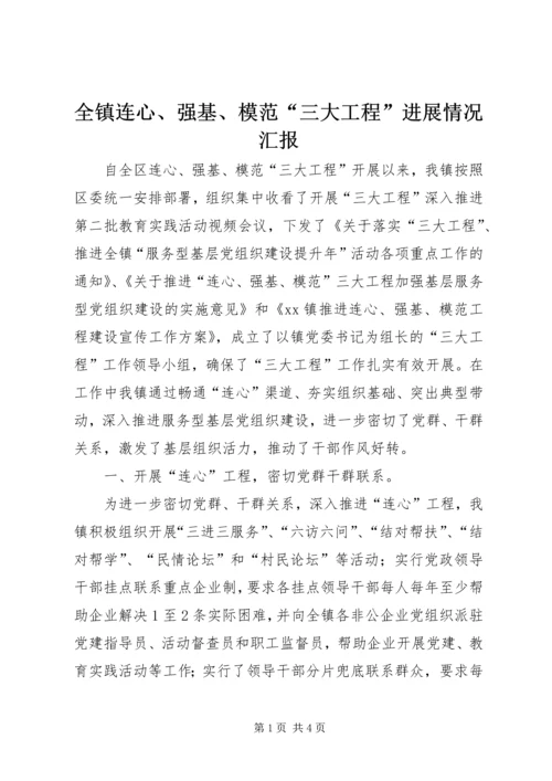 全镇连心、强基、模范“三大工程”进展情况汇报.docx