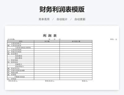 财务利润表模版