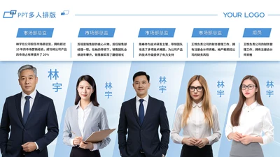 蓝色系渐变风公司团队介绍多人介绍页