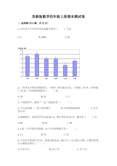 苏教版数学四年级上册期末测试卷附参考答案（满分必刷）.docx