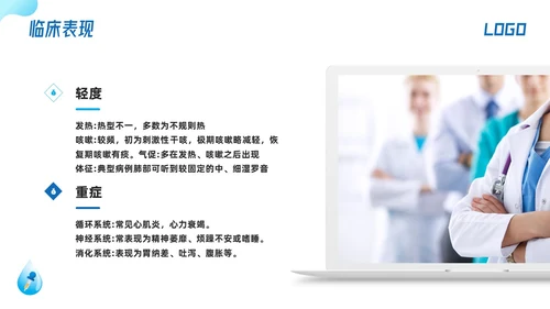 蓝色简约儿科支气管肺炎护理查房PPT模板宣传PPT动态PPT儿科护理