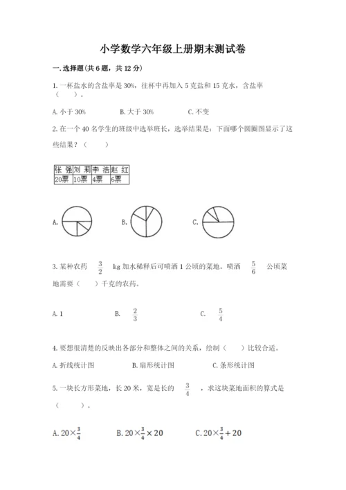 小学数学六年级上册期末测试卷及参考答案【黄金题型】.docx