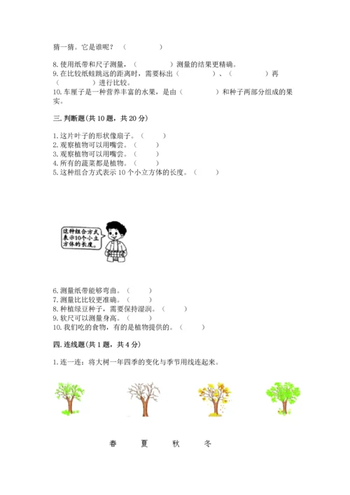 教科版一年级上册科学期末测试卷word版.docx