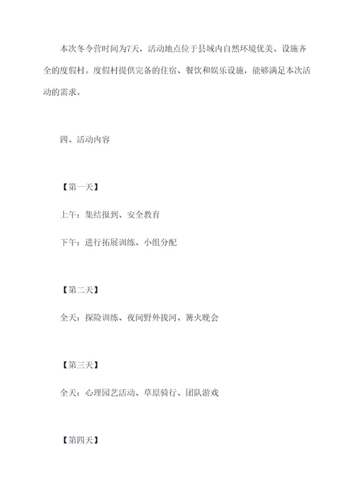 团县委举办冬令营活动方案