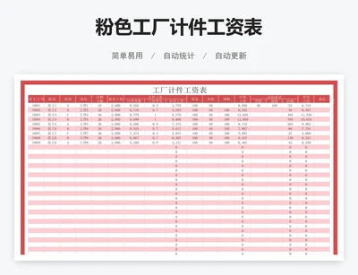 粉色工厂计件工资表