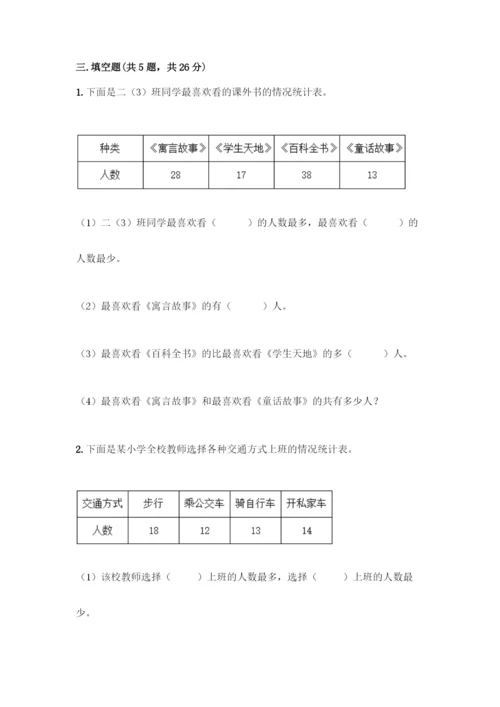 人教版二年级下册数学第一单元-数据收集整理-测试卷(基础题).docx