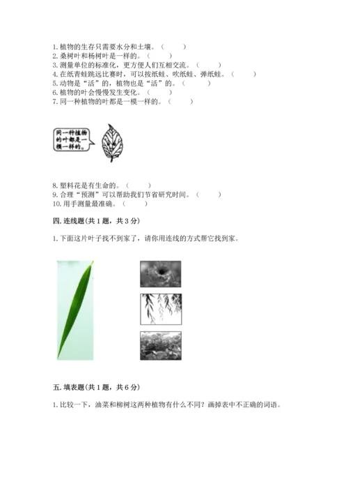 教科版一年级上册科学期末测试卷含完整答案（夺冠系列）.docx