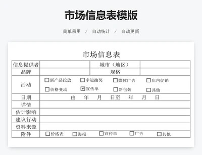 市场信息表模版
