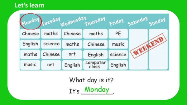 Unit 2 My week Part A Let's learn课件 （共45张PPT）