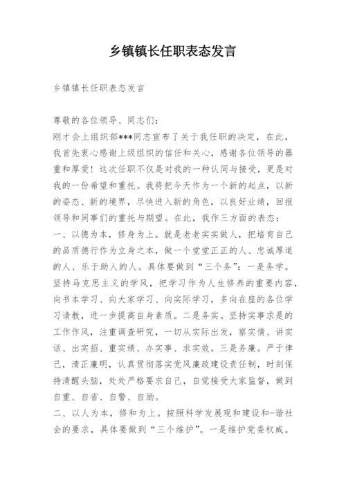 乡镇镇长任职表态发言.docx