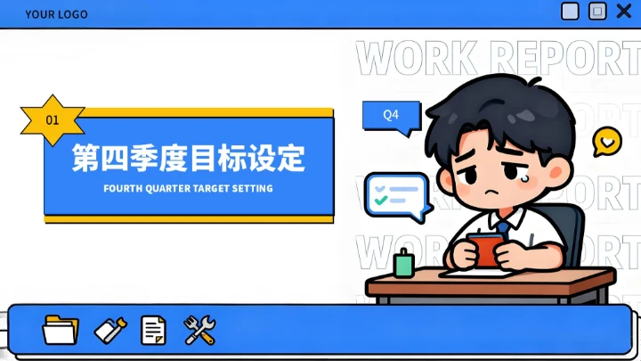 蓝色创意风季度工作汇报通用PPT模板