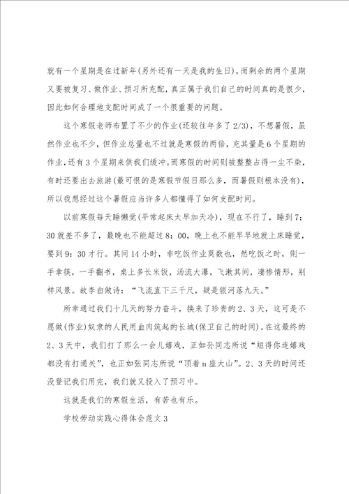 学校劳动实践心得体会范文十篇