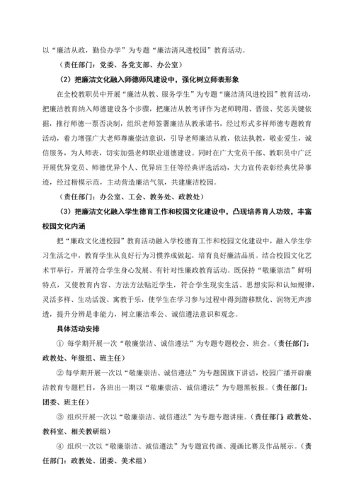 合肥二中廉政文化进校园活动实施专业方案.docx