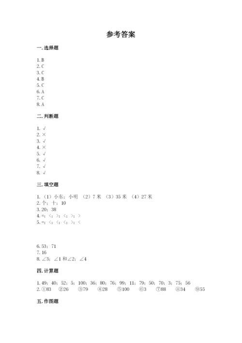 2022人教版二年级上册数学期中测试卷精品（全国通用）.docx