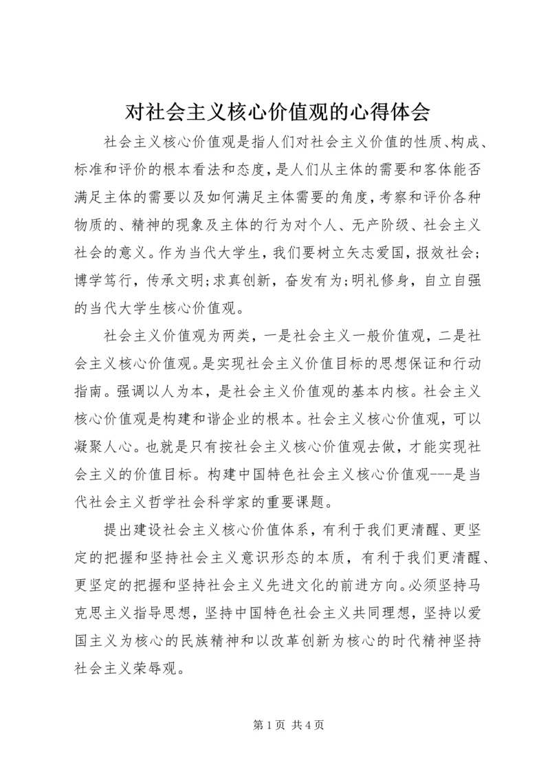 对社会主义核心价值观的心得体会.docx