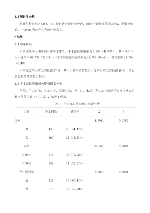 肝胆手术部位感染的临床特征及其相关影响因素.docx