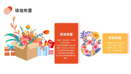 橙色黄色小清新商务三八妇女节节目策划ppt模板