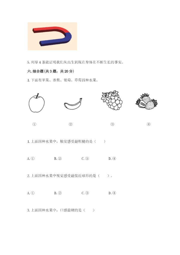 教科版二年级下册科学期末测试卷【有一套】.docx
