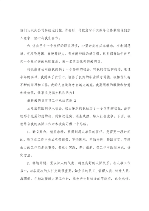 最新采购员实习工作总结范文