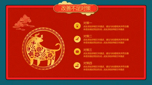 2021牛年创意剪纸风述职报告春节民俗新年计划年终总结PPT