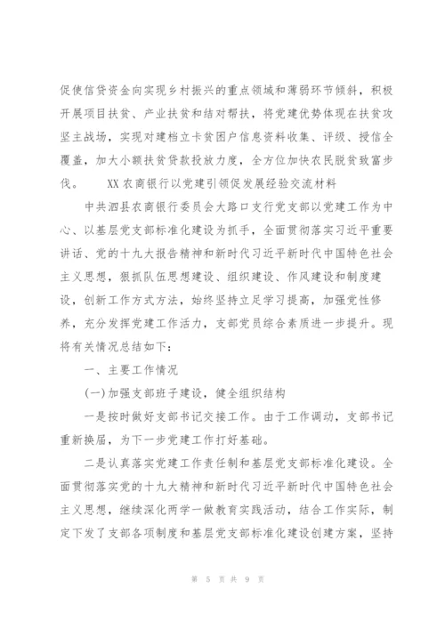 XX农商银行以党建引领促发展经验交流材料3篇.docx