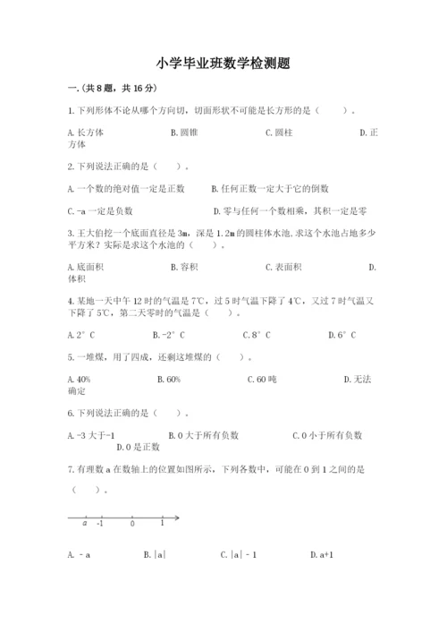 小学毕业班数学检测题精品【夺分金卷】.docx