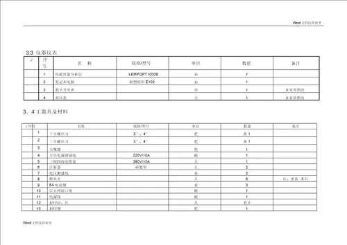 电能质量测试作业指导书