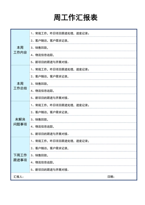 周工作汇报表