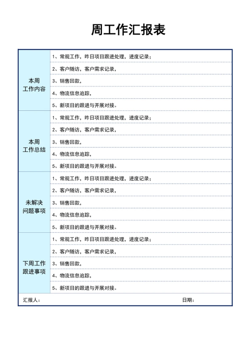 周工作汇报表