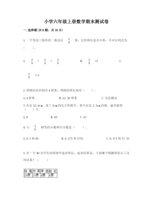 小学六年级上册数学期末测试卷含完整答案（有一套）.docx