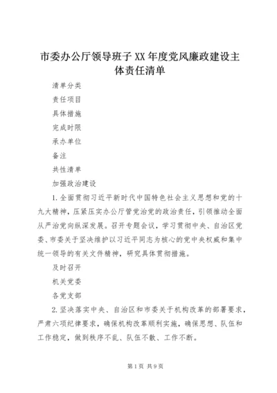 市委办公厅领导班子XX年度党风廉政建设主体责任清单.docx