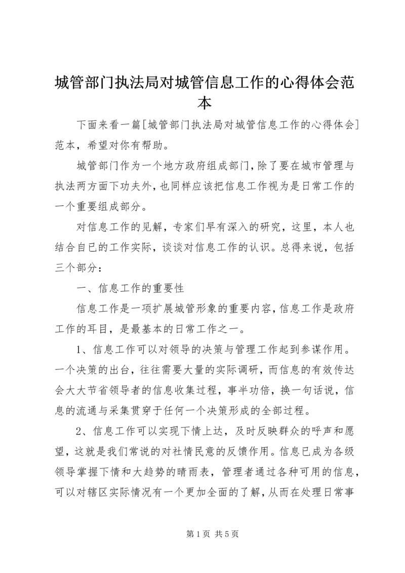 城管部门执法局对城管信息工作的心得体会范本.docx