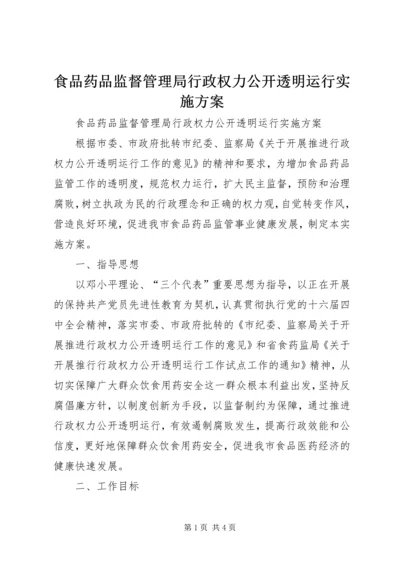 食品药品监督管理局行政权力公开透明运行实施方案 (3).docx