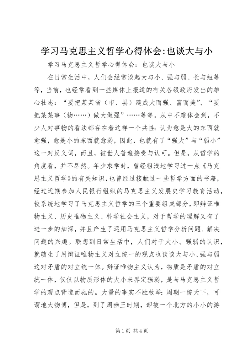 学习马克思主义哲学心得体会-也谈大与小 (2).docx