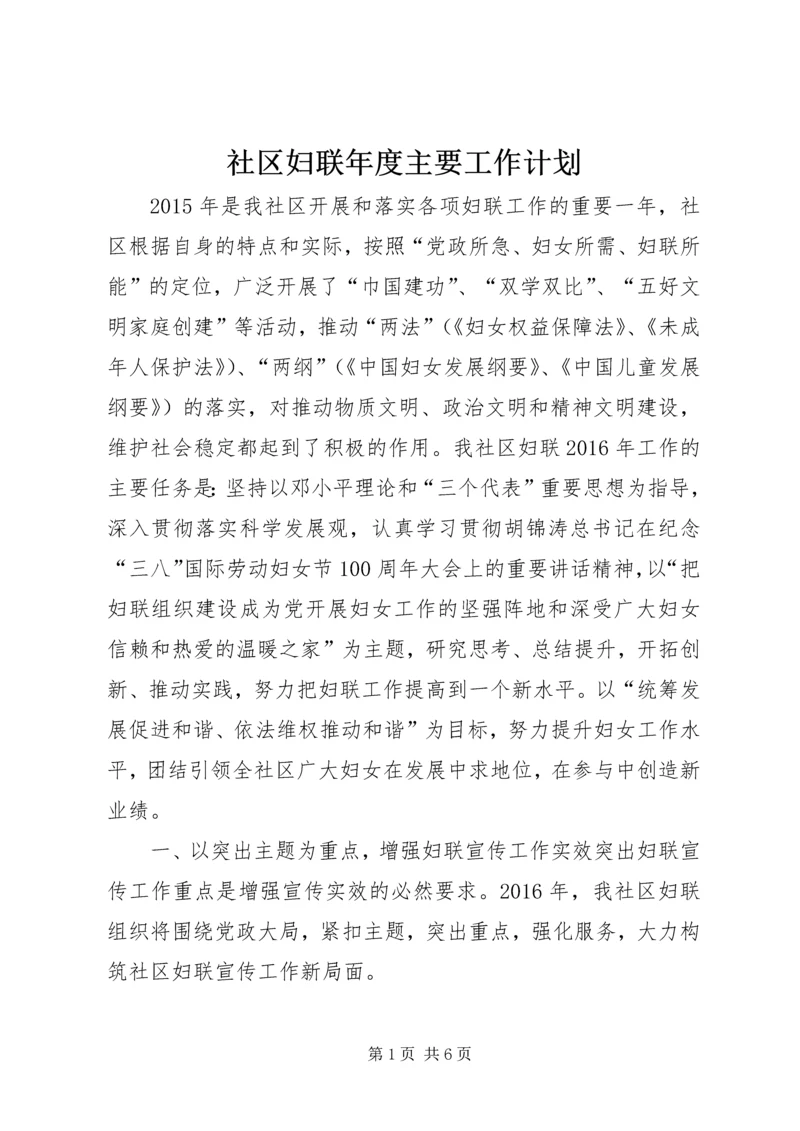 社区妇联年度主要工作计划.docx