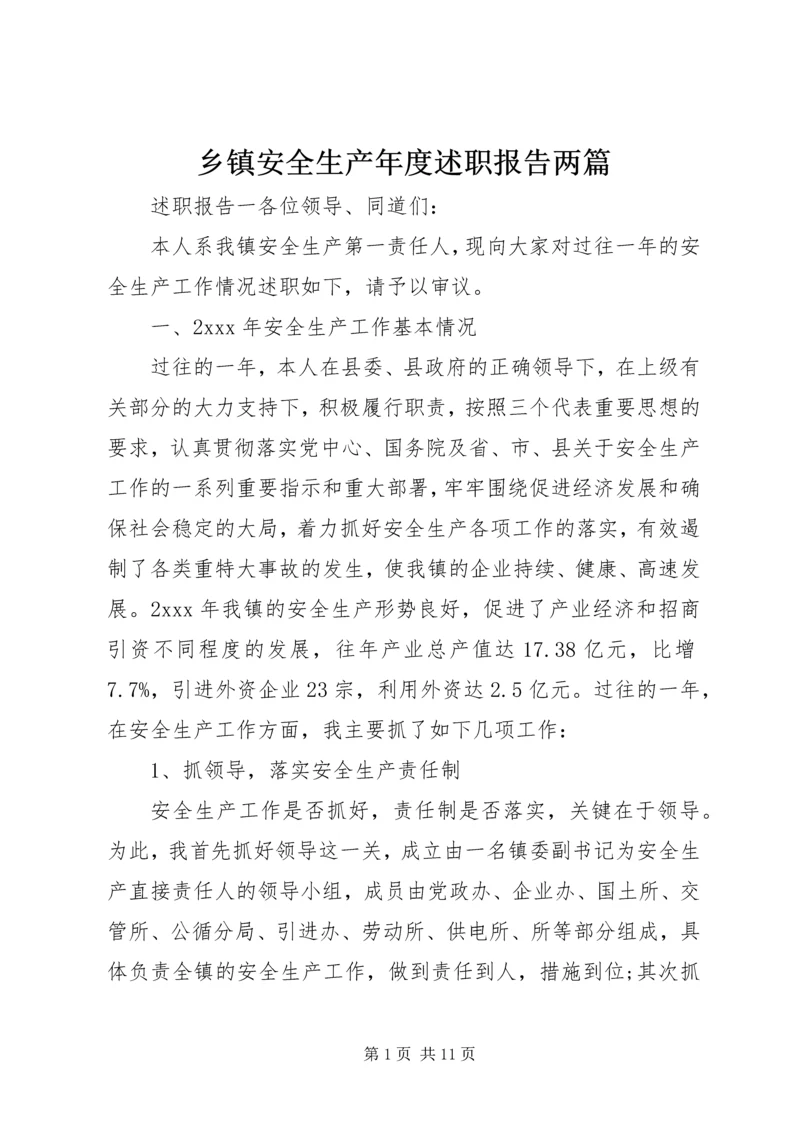 乡镇安全生产年度述职报告两篇.docx