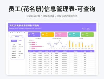 员工(花名册)信息管理表-可查询