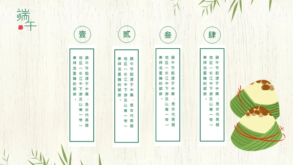 端午节中国文化粽子通用PPT模板