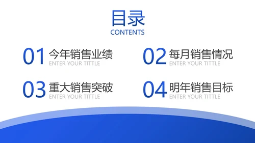 蓝色简约几何渐变销售业绩报告PPT模板