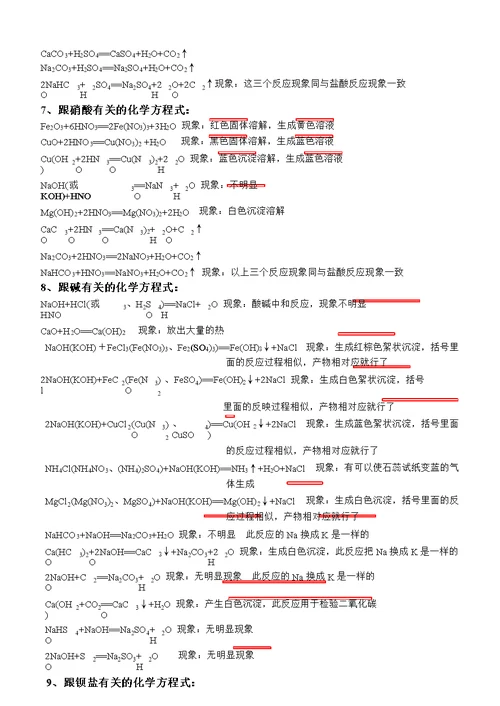 初三化学方程式及其书写习题集