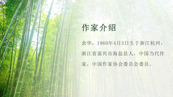 意境实拍风余华介绍PPT模板人物介绍