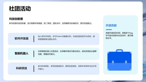 蓝色科技风新生自我介绍PPT