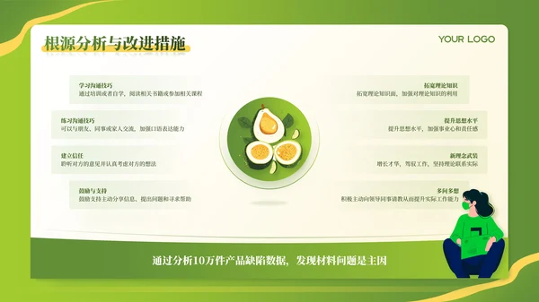 绿色食品行业插画风年终工作汇报ppt模板