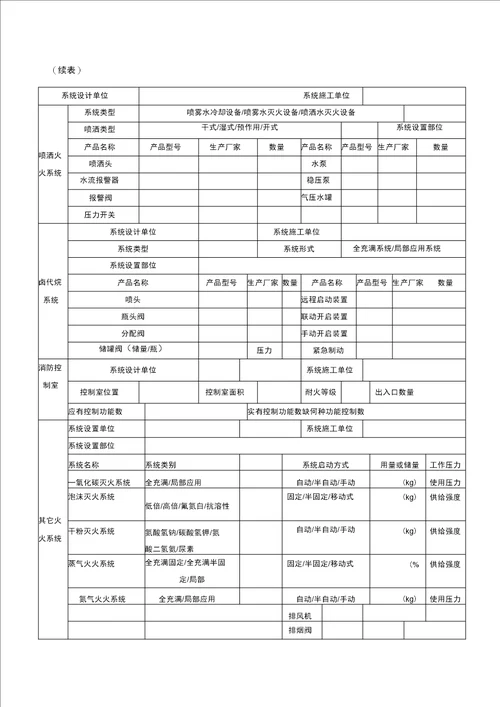 消防系统验收及表格