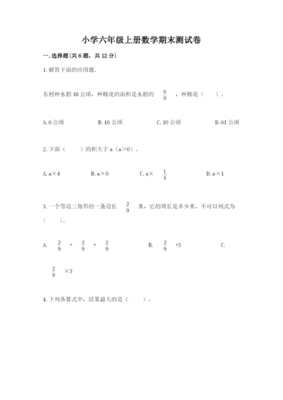 小学六年级上册数学期末测试卷附完整答案【全优】.docx